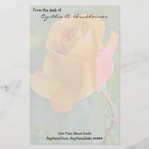 Muted Yellow Rose Personalized Stationery
