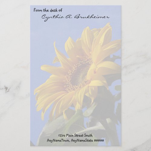 Muted Yellow Sunflower Personalized Stationery