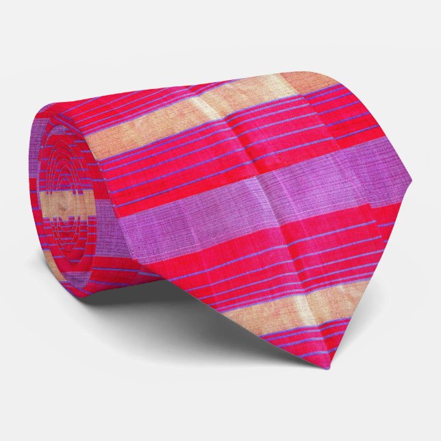 Muti-colored Sari Stripes Make Stunning Tie (Rolled)