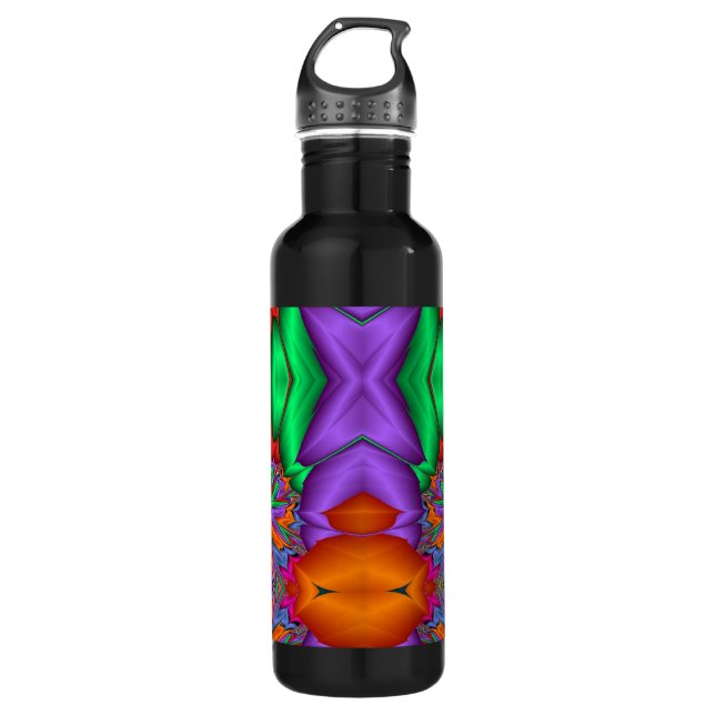 Muticolored fractal pattern water bottle (Front)