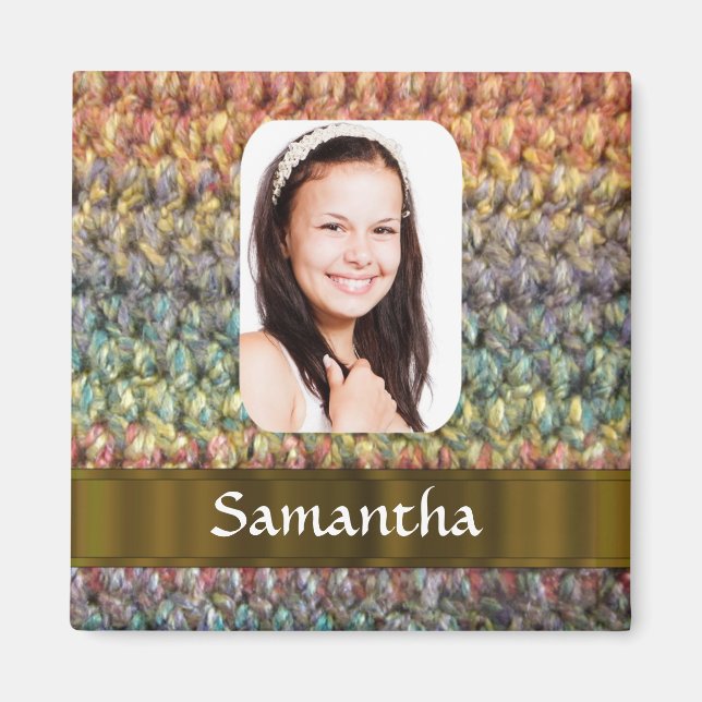 Muticolored wool photo template magnet (Front)