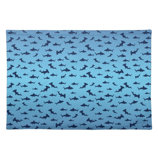 Mutilple Hammer Head Sharks Cloth Placemat (Front)