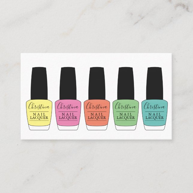Mutli Color Nail Polish Bottles Business Card (Front)