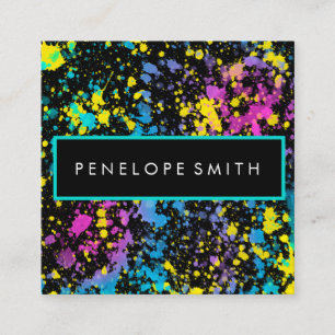Mutlicolor Paint Splatter Makeup Artist Square Business Card