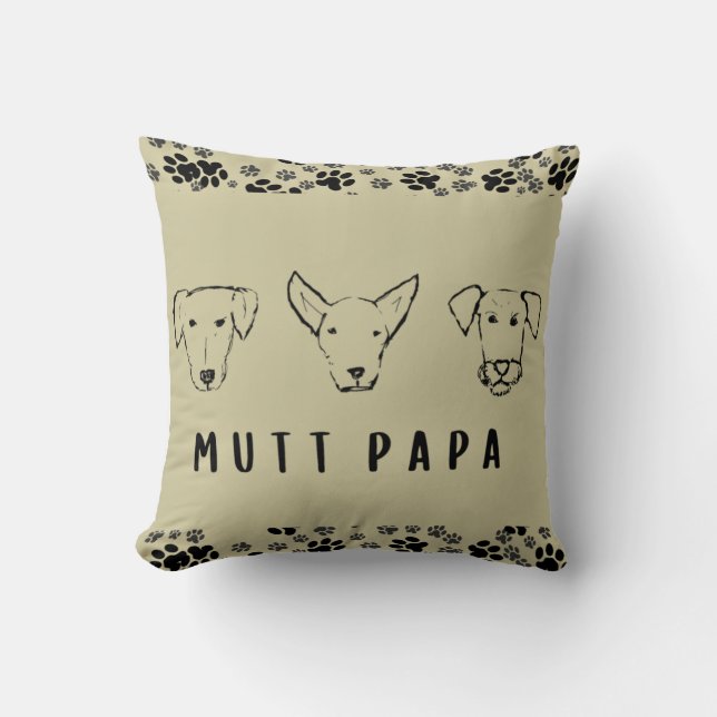 Mutt Papa Dog Pillow (Front)