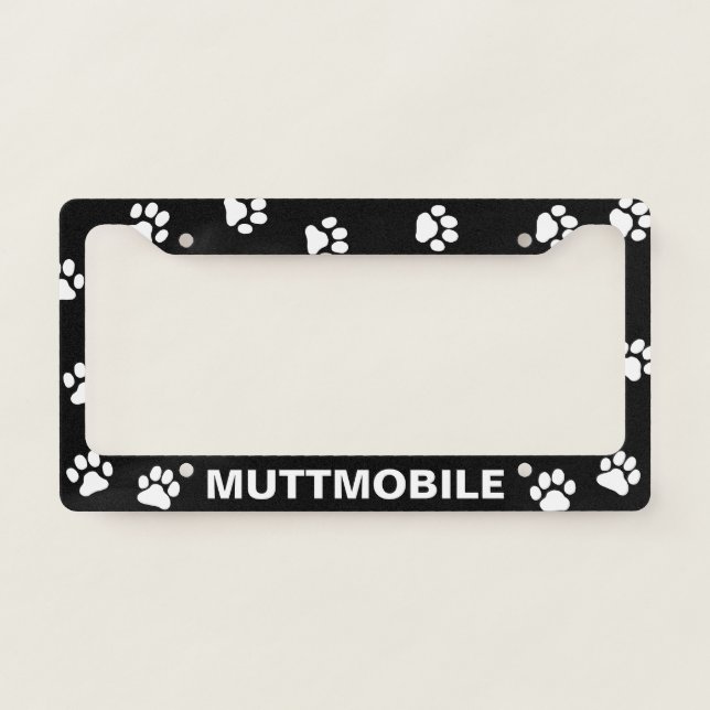 MUTTMOBILE - Paw Prints - Custom Dog Lover's License Plate Frame (Front)