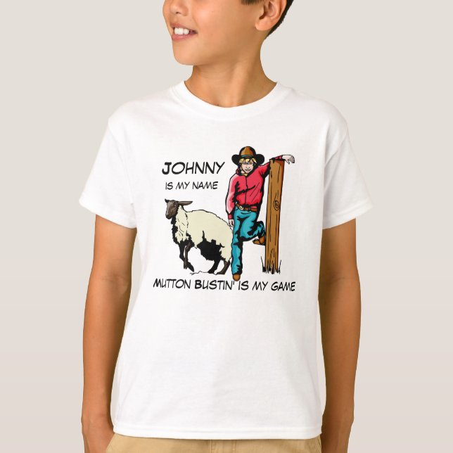 Mutton Buster Rodeo T-Shirt Personalize (Front)
