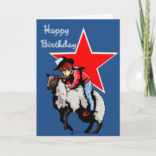 Mutton Bustin Birthday Card