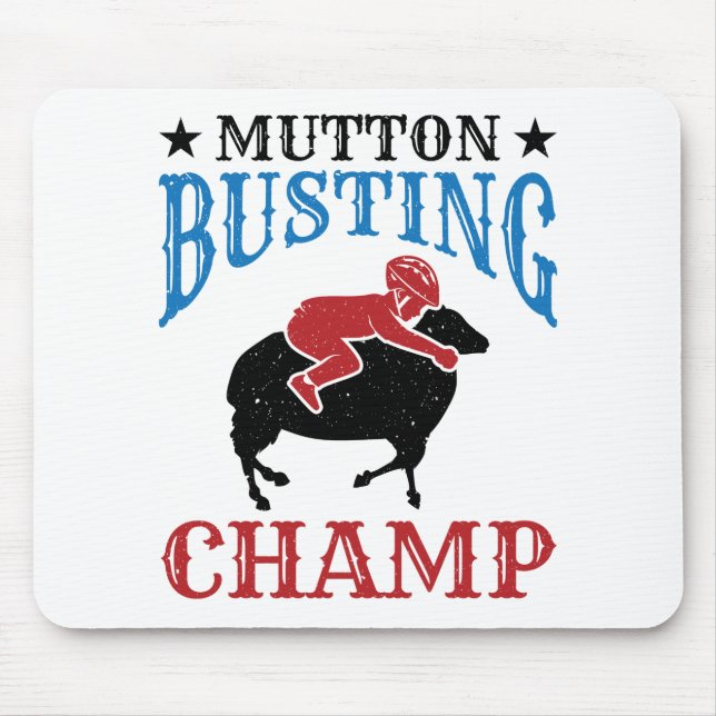Mutton Busting Champ Sheep Riding Mouse Pad (Front)