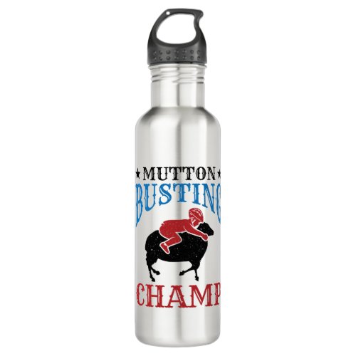 Mutton Busting Champ Sheep Riding Stainless Steel Water Bottle