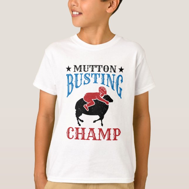 Mutton Busting Champ Sheep Riding T-Shirt (Front)