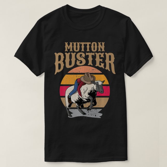 Mutton Busting Youth Rodeo Sheep Riding Event Bust T-Shirt (Design Front)