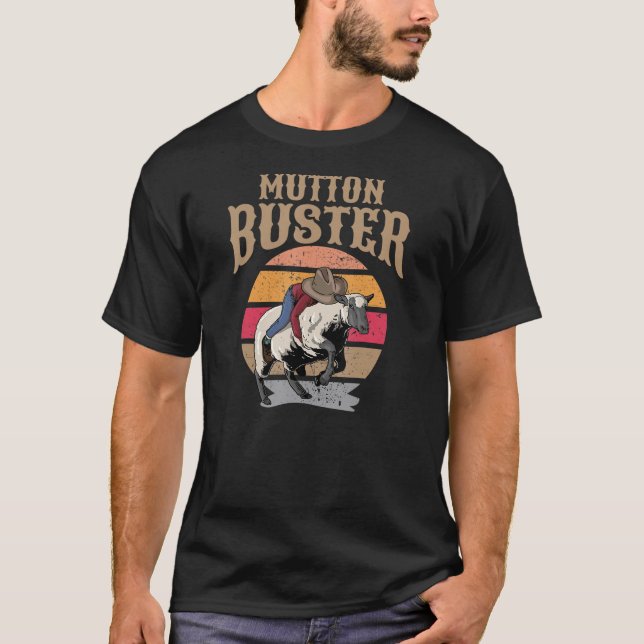 Mutton Busting Youth Rodeo Sheep Riding Event Bust T-Shirt (Front)