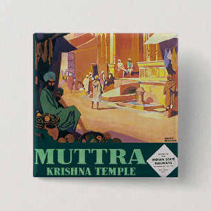 Muttra ~ Krishna Temple Pinback Button