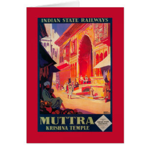 Muttra Krishna Temple Travel Poster Cards
