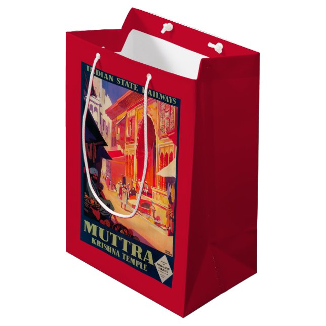 Muttra Krishna Temple Travel Poster Medium Gift Bag (Front Angled)