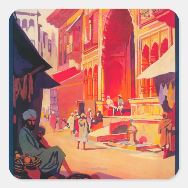 Muttra Krishna Temple Travel Poster Square Sticker (Front)