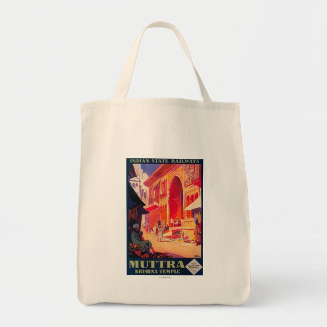 Muttra Krishna Temple Travel Poster Tote Bag (Front)