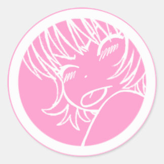 muuhh - cute anime - kawaii >_< pink classic round sticker