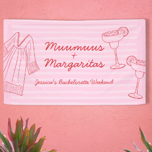 Muumuus & Margaritas Pink & Red Bachelorette Banner