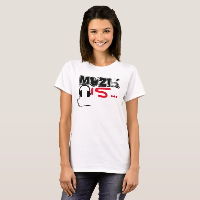 MuZiK Is... Women's T- with headphones T-Shirt (Front Full)