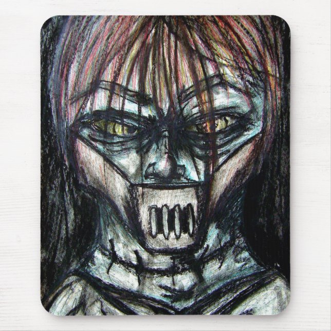 Muzzled Patient in Straitjacket Charcoal Art Mouse Pad (Front)