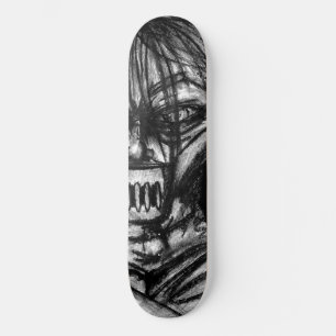 Muzzled Patient in Straitjacket Charcoal Art Skateboard