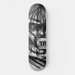 Muzzled Patient in Straitjacket Charcoal Art Skateboard