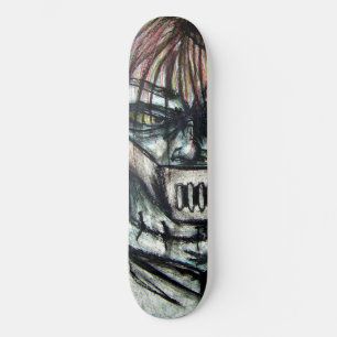 Muzzled Patient in Straitjacket Charcoal Art Skateboard Deck