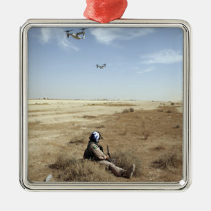 MV-22B Ospreys fly over US Navy Hospital Corpsm Metal Ornament