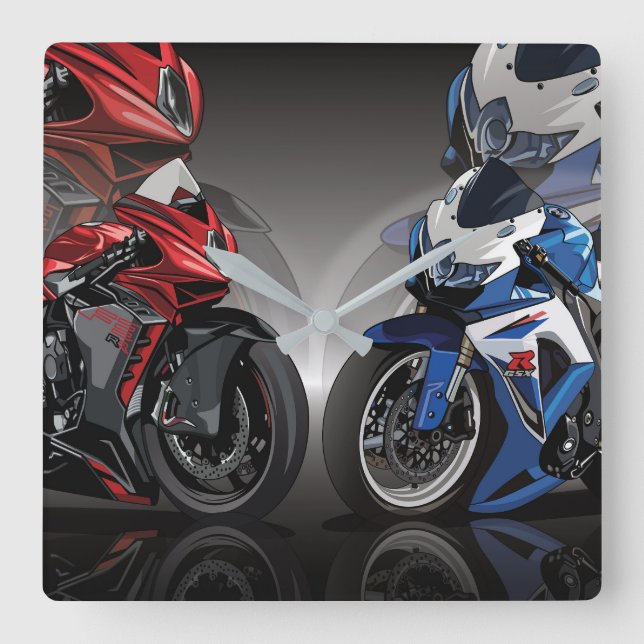 MV Agusta F3 x Suzuki GSX-R Square Wall Clock (Front)