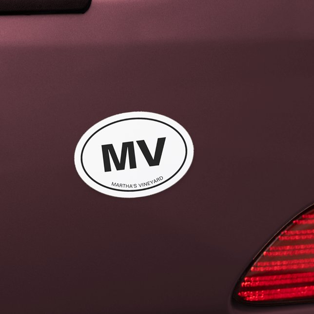 MV Martha's Vineyard Abbreviation & Name Euro Oval Car Magnet (Creator Uploaded)