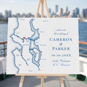 MV Skansonia Seattle WA Map Wedding Welcome Sign