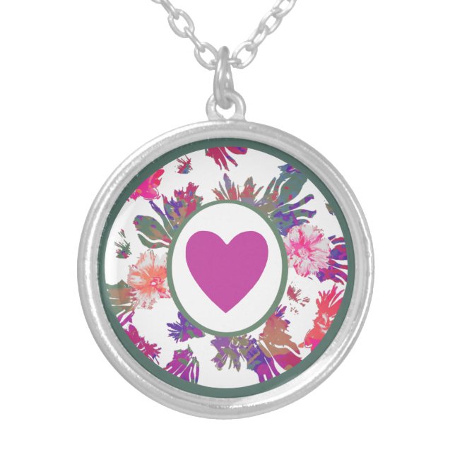 MVB  Array of Love Bouquet  Design Silver Plated Necklace (Front)