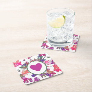 MVB  Array of Love Bouquet  Design Square Paper Coaster