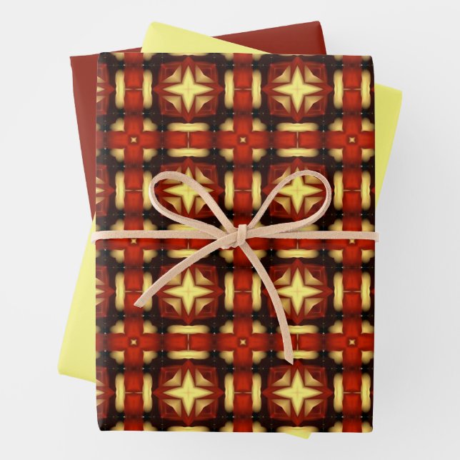 MVB Autumn Plaid Design Wrapping Paper Sheets (In situ)