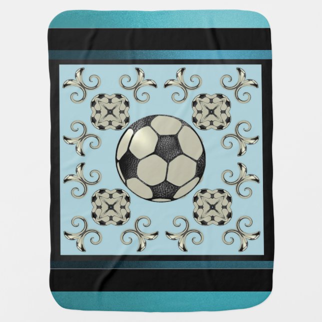 MVB Baby Blue Soccer Blanket-Design 1 Receiving Blanket (Front)