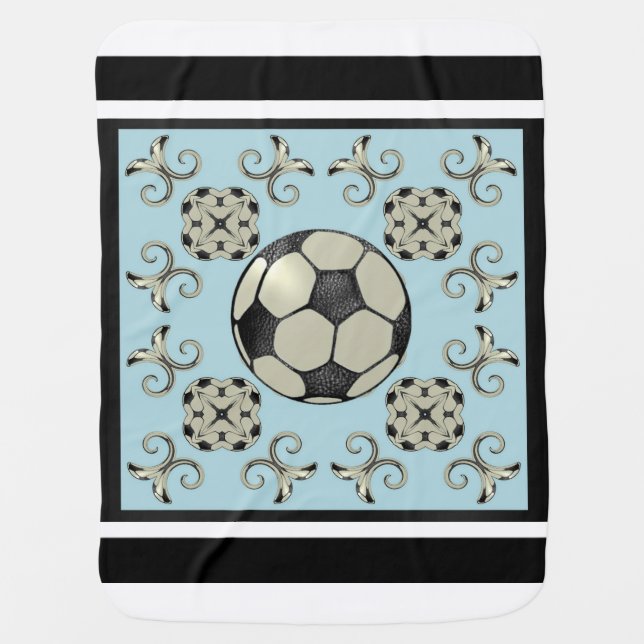 MVB Baby Blue Soccer Blanket-Design 2 Swaddle Blanket (Front)
