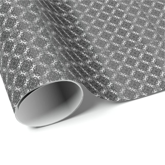 MVB Black Faux Lace Gray Wrapping Paper (Roll Corner)
