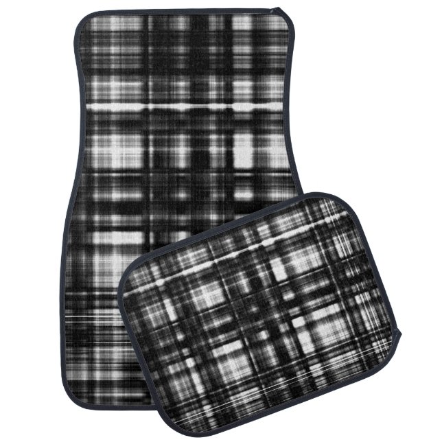 MVB Black Plaid Car Floor Mat (Set)