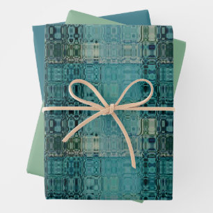 MVB Blue Teal- Faux Glass Wrapping Paper Sheets