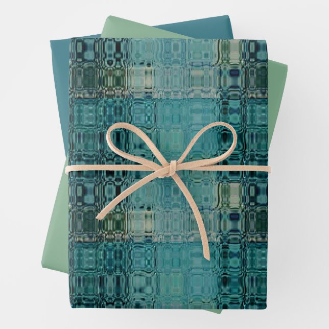 MVB Blue Teal- Faux Glass Wrapping Paper Sheets (In situ)