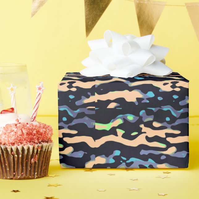 MVB Cameo Masculine Blue 2 Design Wrapping Paper (Birthday Party)