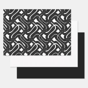 MVB Contemorary Swirl Design- Black & White Wrapping Paper Sheets
