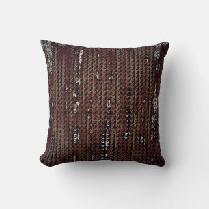 MVB Country Faux Burlap Pattern-2 tone Brown Throw Pillow