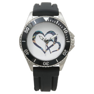 MVB Double Trendy Blue Camo Heart Design Watch