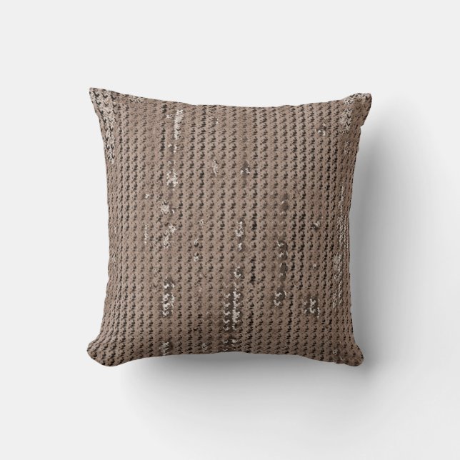 MVB Faux Burlap Throw Pillow-Torn Design/Taupe Pillow (Front)