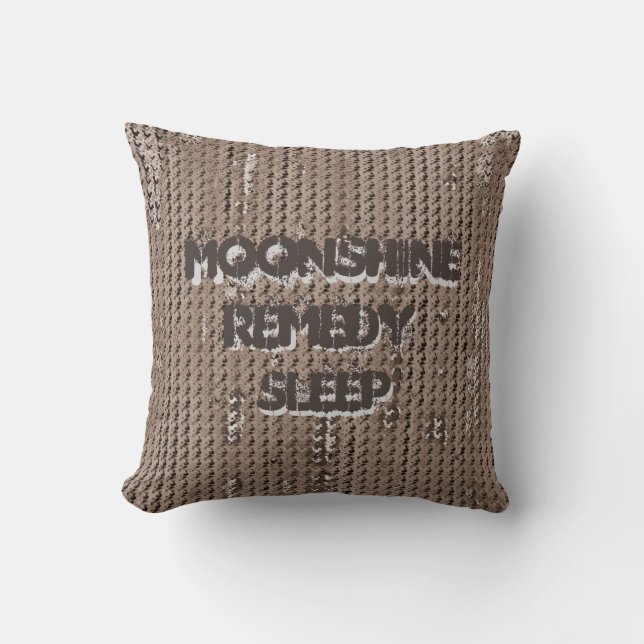 MVB Faux Burlap Throw Pillow-Torn/Taupe-Moonshine Pillow (Front)