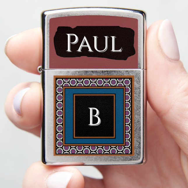 MVB Mexican Monogram Able Accent Border design Zippo Lighter (In Hand)