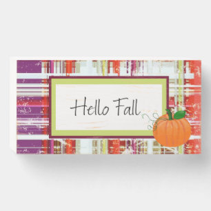 MVB Pumkin Plaid Wood- Hello Fall Box Sign
